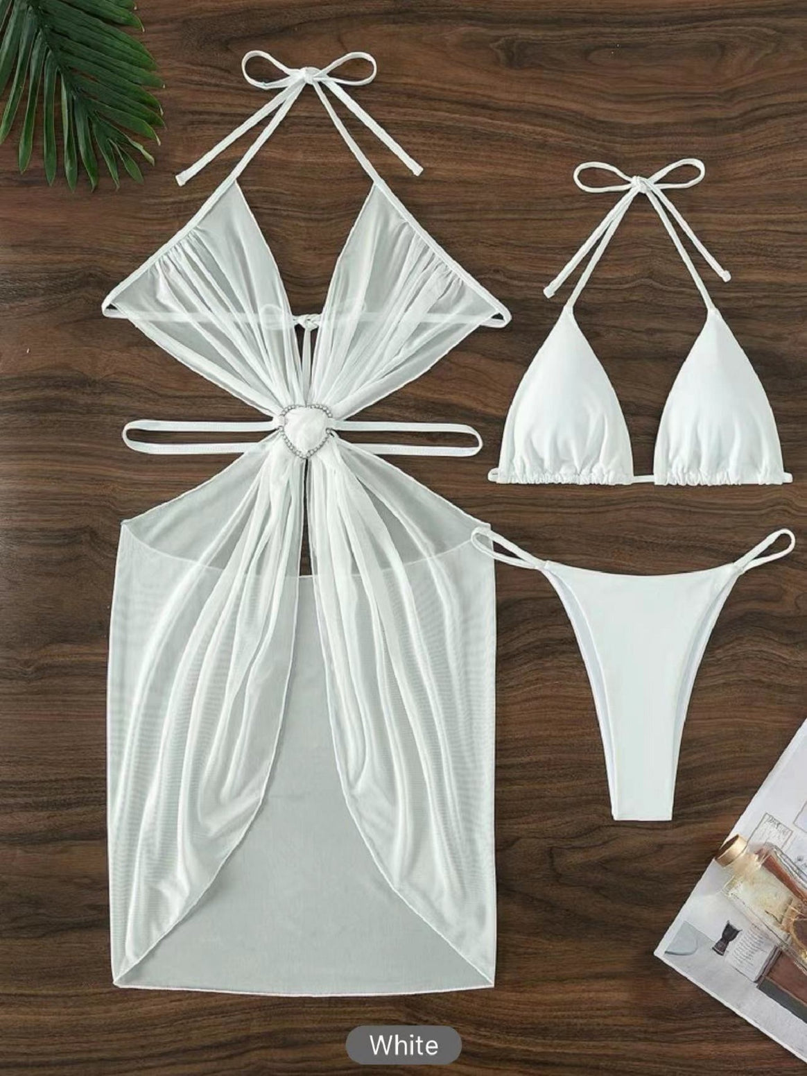 Ladies bikini set with playful heart design and transparent wrap Mune Fashion