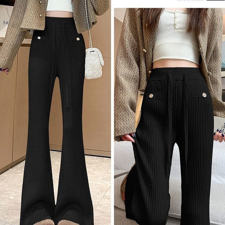 Women's Flowing Ribbed Knit Trousers Mune Fashion