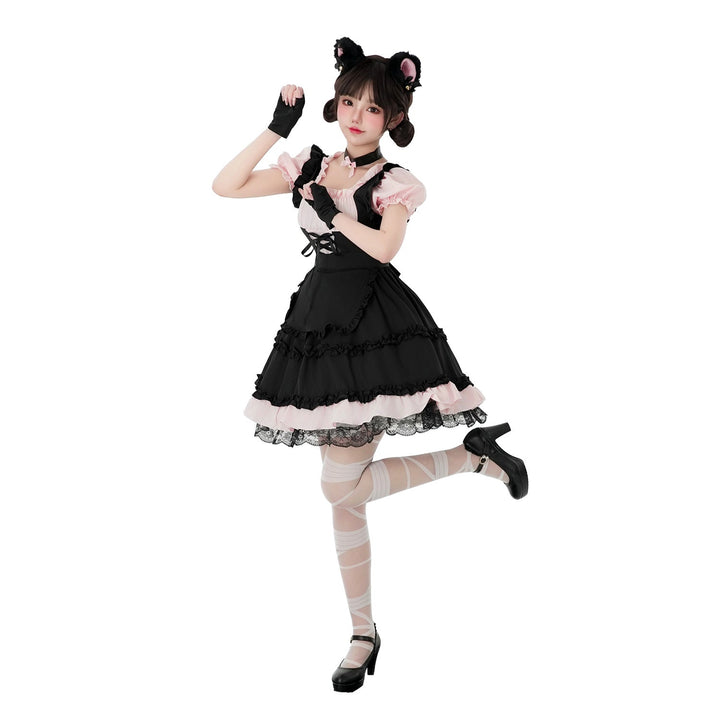 Women's playful cat costume dress with ruffle details and accessories Mune Fashion