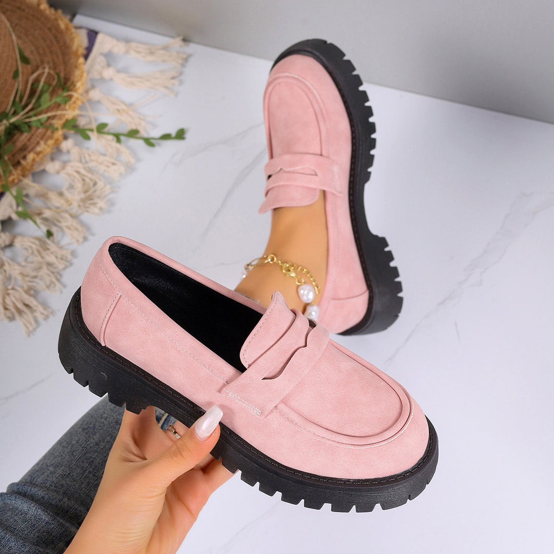 Women's Thick Sole Loafers in Suede Look with Comfort Insole Mune Fashion