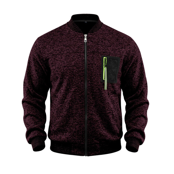 Men's mottled bomber jacket with zipper chest pocket and ribbed cuffs Mune Fashion