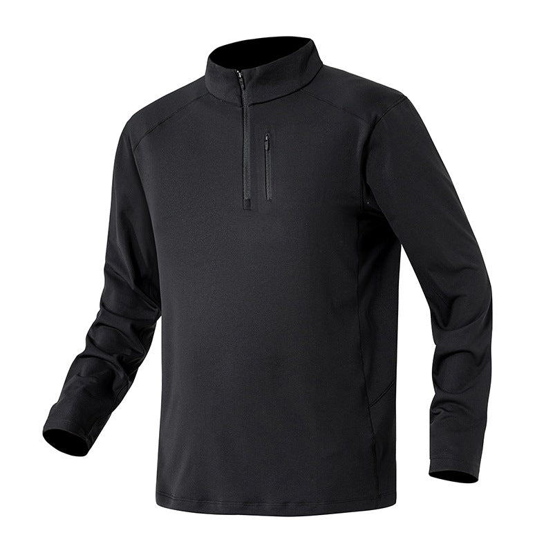 Men's Performance Half-Zip Training Pullover with Stand-Up Collar & Chest Zipper Mune Fashion