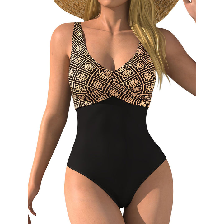 Women's form-fitting swimsuit with stylish geometric pattern Mune Fashion