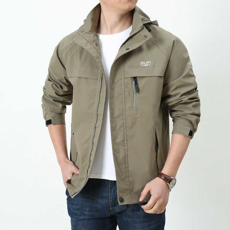 Men's Lightweight Softshell Hoodie Jacket with Hood, water-repellent Shell and Multifunctional Pockets Mune Fashion