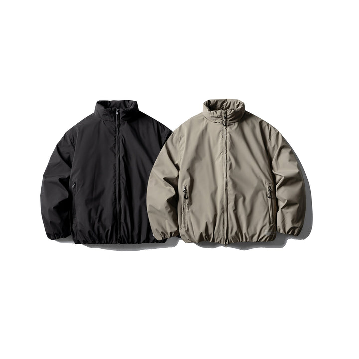 Unisex Short Boxy Thermal Blouson with High Standing Collar, Elastic Hem and Concealed Zipper Mune Fashion