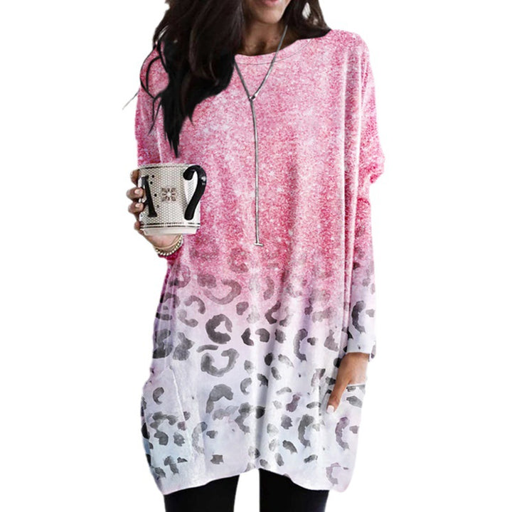 Women Oversize Longshirt-Tunic with Ombre Leopard Print and Side Pockets Mune Fashion