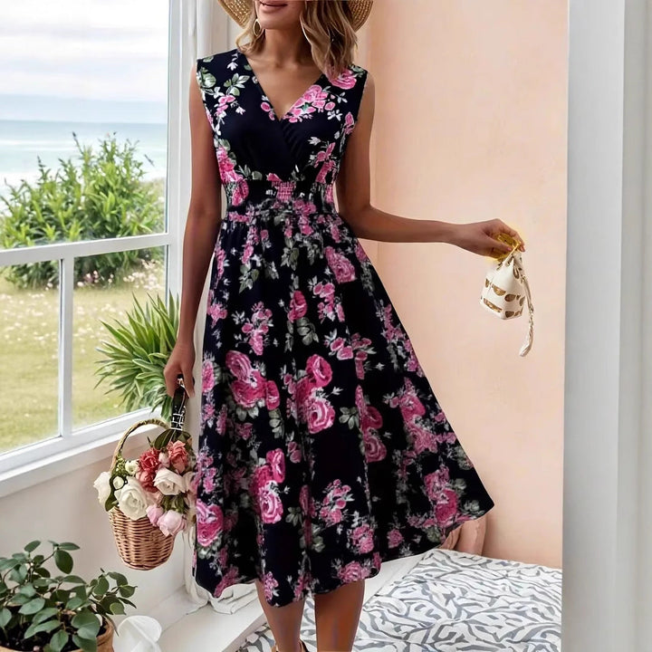 Ladies Playful A-Line Dress with Floral Details Mune Fashion