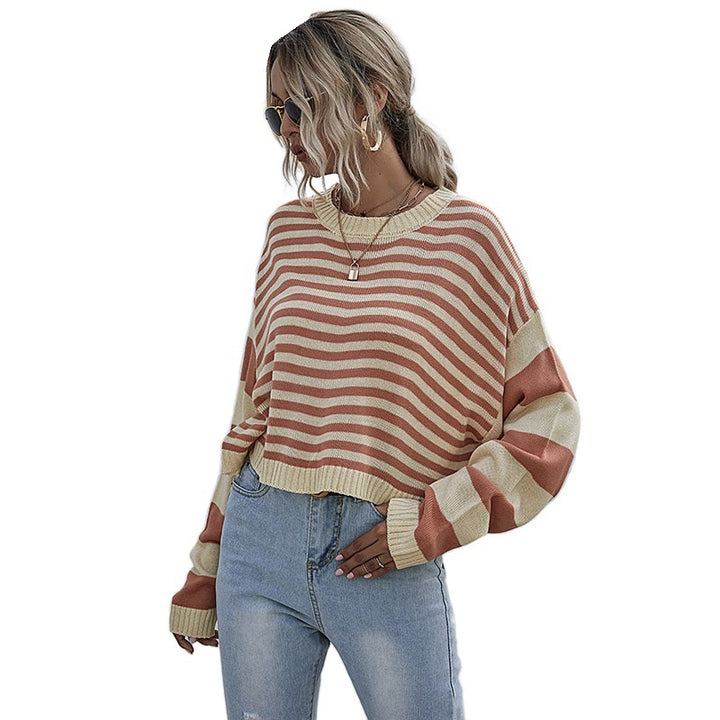 Women Casual Striped Sweater Mune Fashion