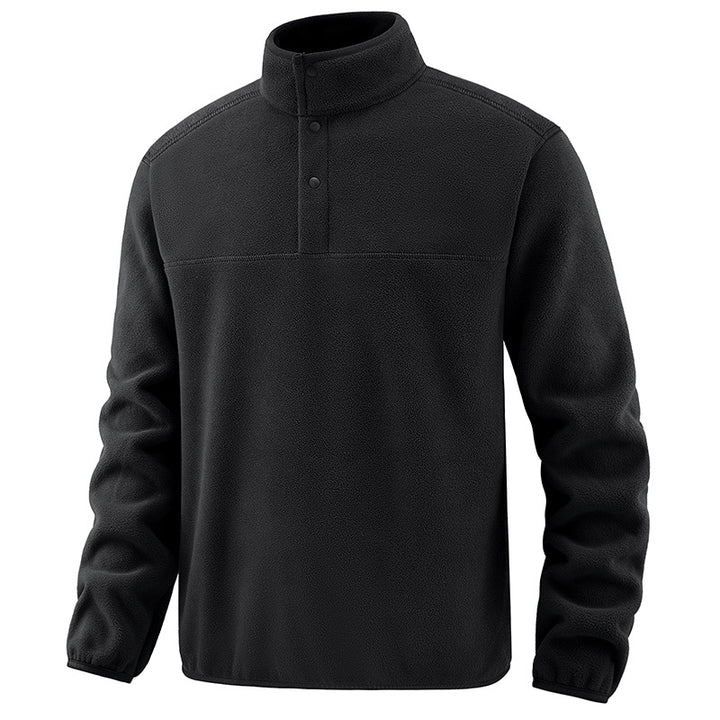 Men's fleece pullover with stand-up collar and button placket for warming mid-layer Mune Fashion