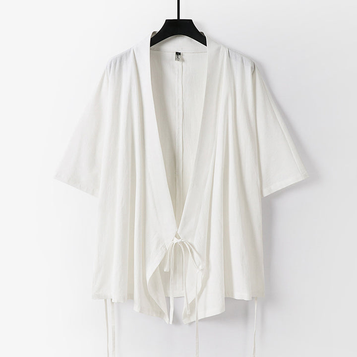 Women's loosely falling kimono jacket with tie belt Mune Fashion