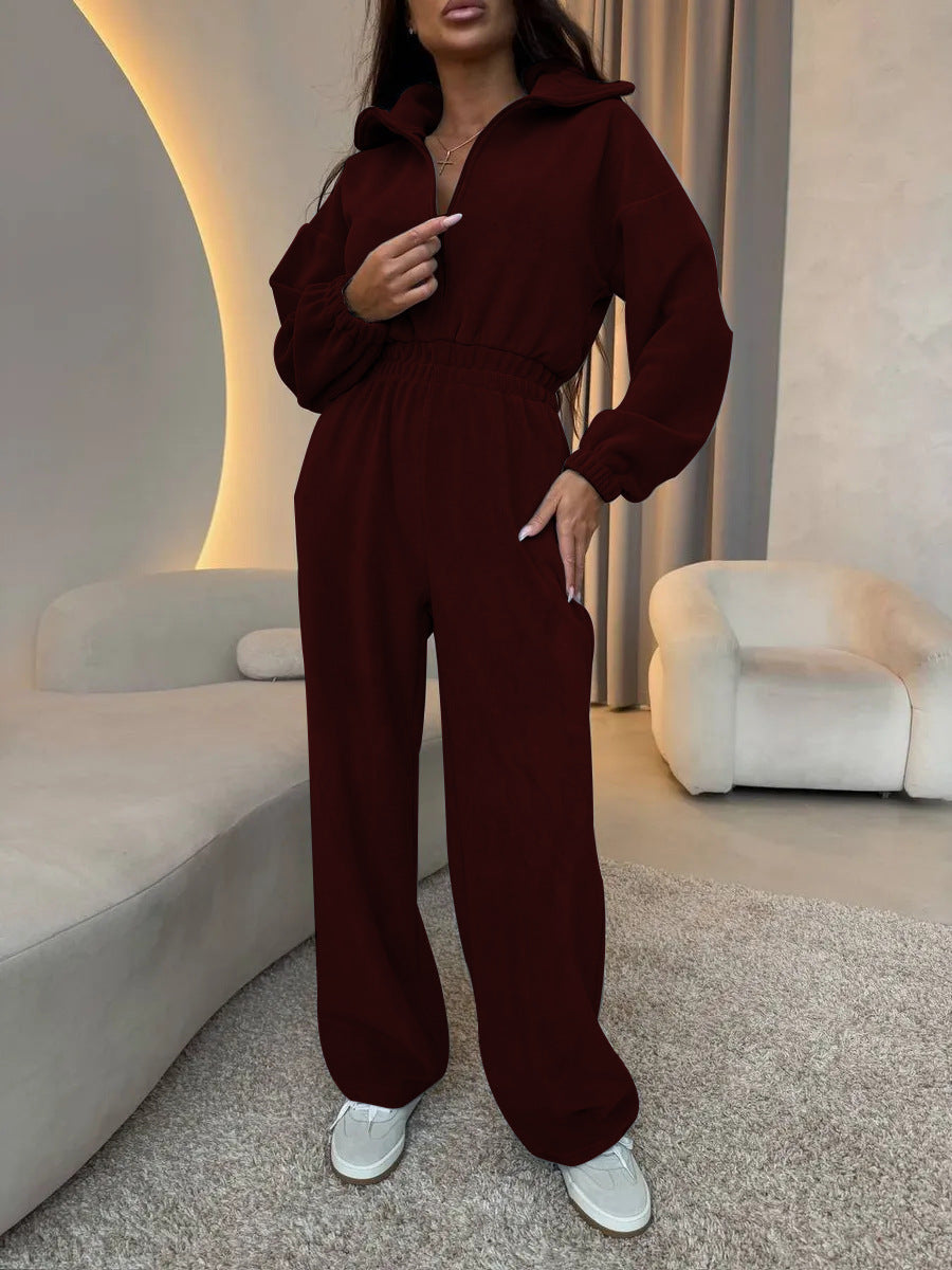 Women's Elegant and Comfortable Fleece Jumpsuit Mune Fashion