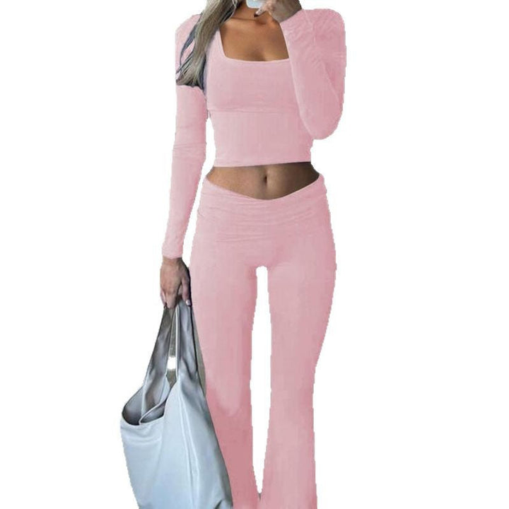 Women's Sporty Set with Long-Sleeved Top and Wide Pants Mune