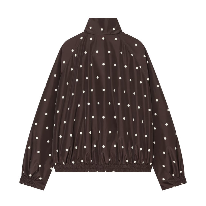 Women's short-cut polka dot lightweight blouson with stand-up collar Drune