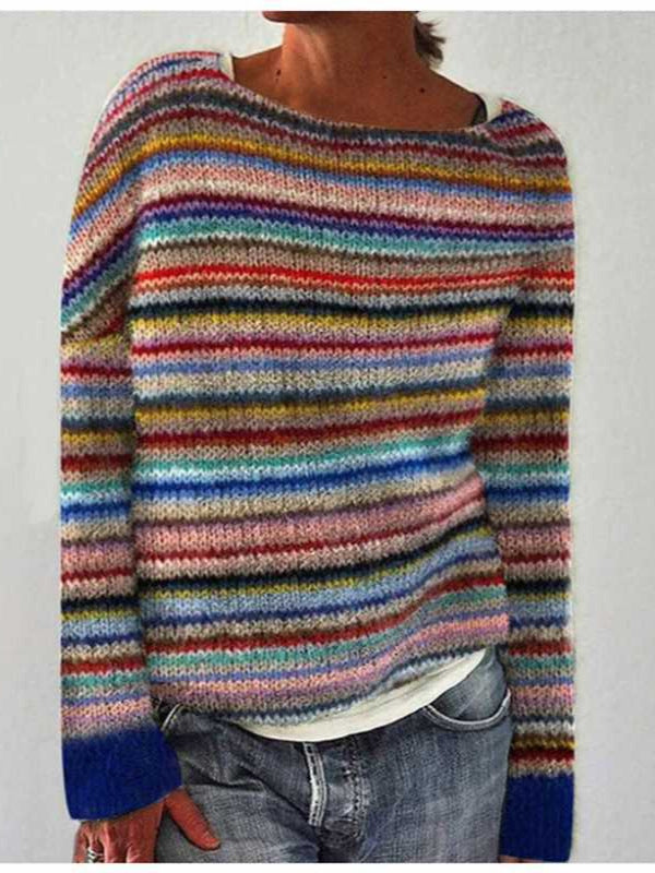 Women's Norwegian sweater made of wool blend with round neck and traditional Fair Isle yoke Mune Fashion