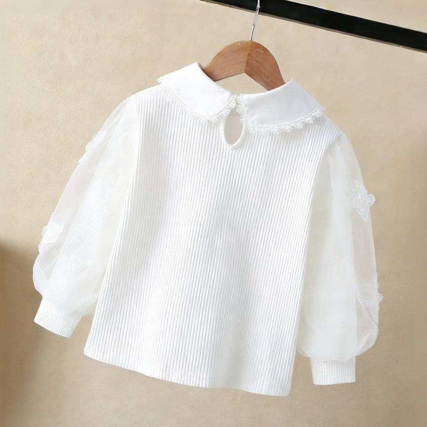 Women's blouse with elegant puff sleeves and ruffled collar Mune Fashion