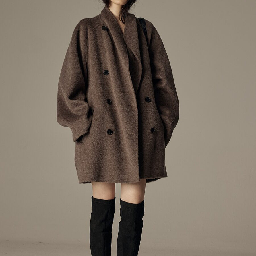 Women Stylish Oversized Wool Coat Mune Fashion
