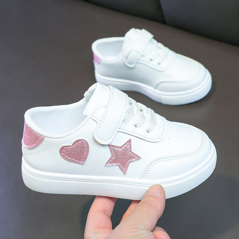 Ladies' platform sneakers with Velcro and glittering heart and star appliqués Mune Fashion