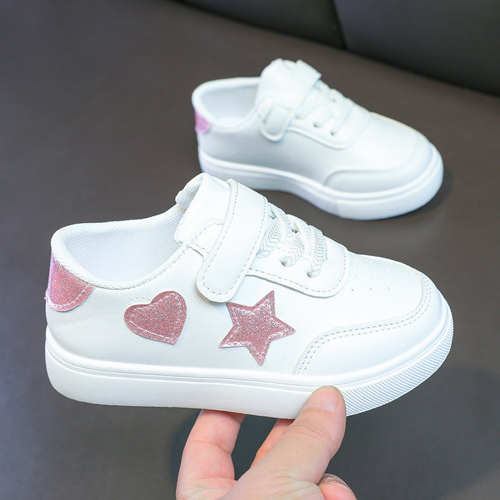 Ladies' platform sneakers with Velcro and glittering heart and star appliqués Mune Fashion