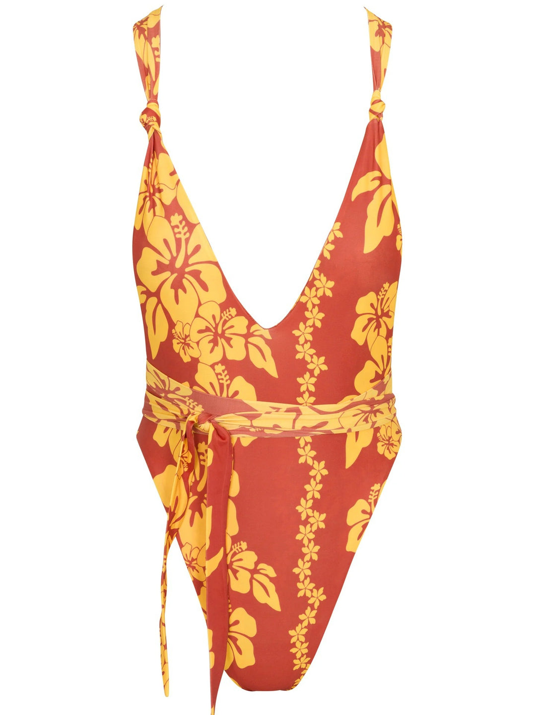 Women's one-piece swimsuit with deep V-neckline and floral design Mune Fashion