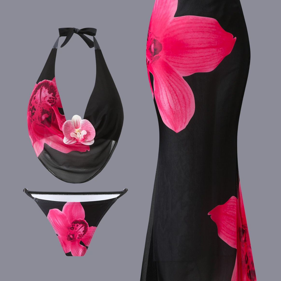 Women’s bikini set with floral design and elegant wrap top Mune Fashion