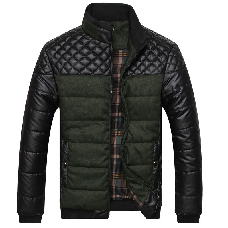Men's quilted jacket in a material mix with quilted shoulder section and checked lining Mune Fashion