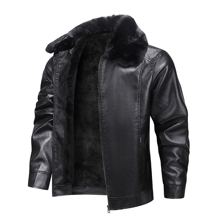 Men's faux leather pilot jacket with full teddy lining and distinctive fur collar Mune Fashion