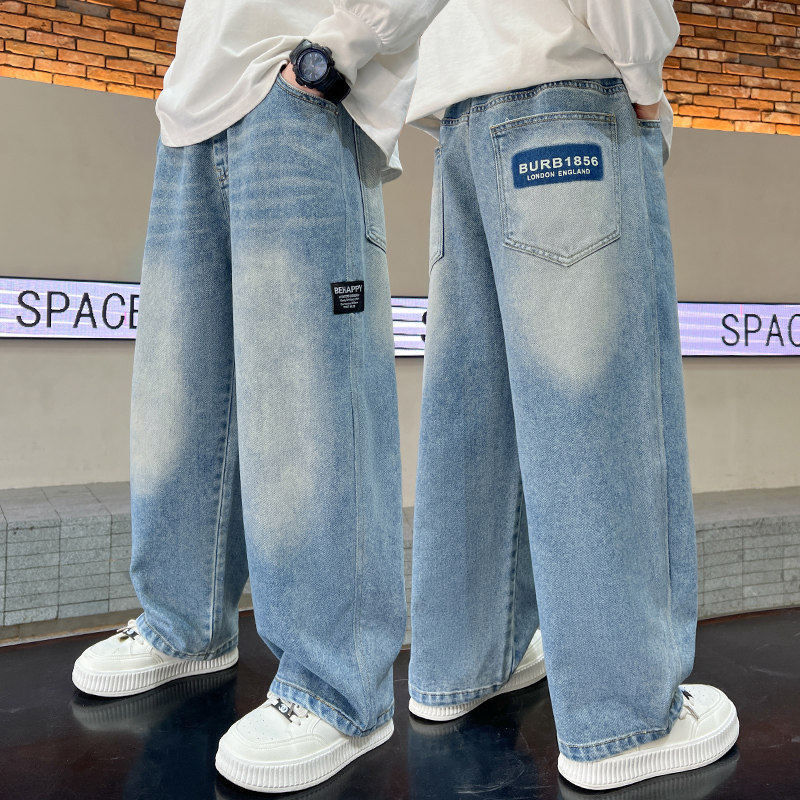 Unisex wide Denim pants with adjustable waistband Mune Fashion