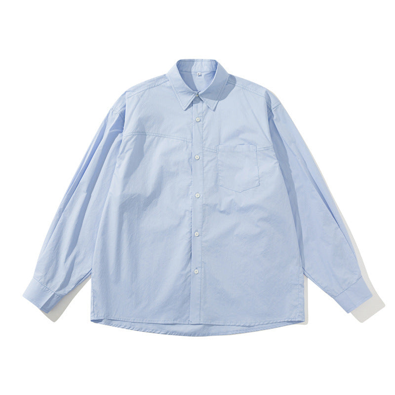 Unisex Lightweight Oversize Shirt in Boxy Cut with Chest Pocket and Rounded Hem Mune Fashion