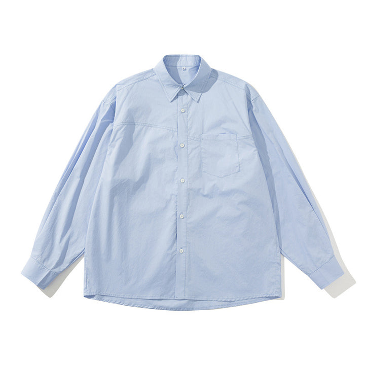 Unisex Lightweight Oversize Shirt in Boxy Cut with Chest Pocket and Rounded Hem Mune Fashion