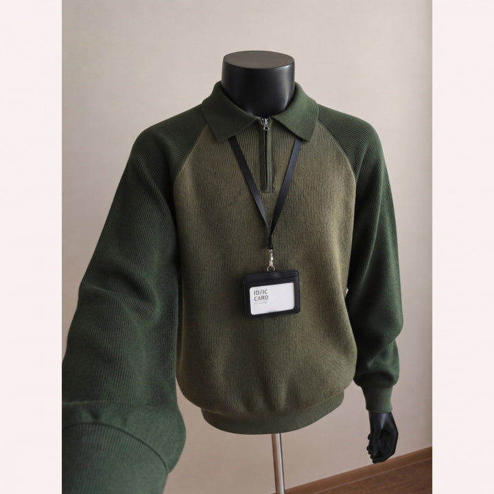 Men's Stylish Pullover with Stand-Up Collar and Zipper Mune Fashion
