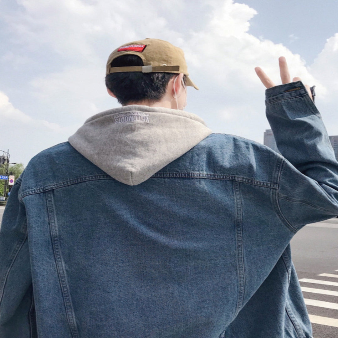 Men's Fashionable Denim Jacket with Hood Mune Fashion