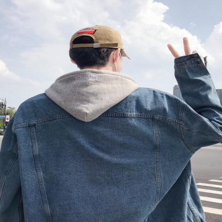 Men's Fashionable Denim Jacket with Hood Mune Fashion
