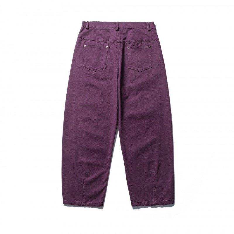 Men's Wide Tapered Denim Pants with High Waist and Prominent Step Closures Mune Fashion