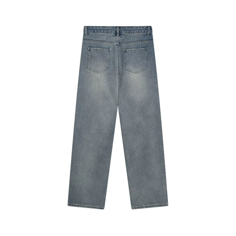 Women's Wide High-Cut Denim Jeans with Straight Leg and Destroyed Detail Mune Fashion