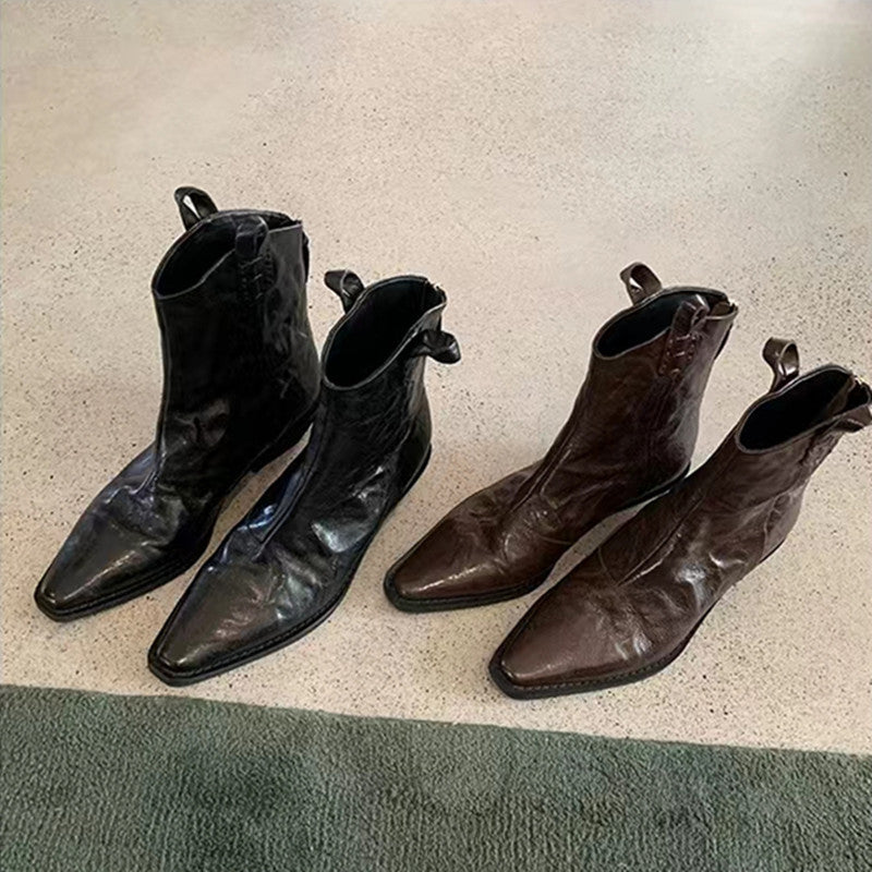 Men's western ankle boots with pointed toe and pull tabs Mune Fashion