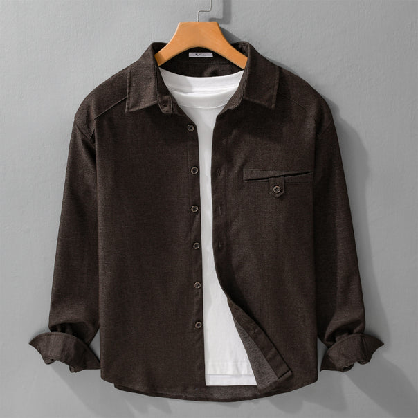Men's Soft Denim Overshirt with Flap Pocket and Loose Fit Mune Fashion