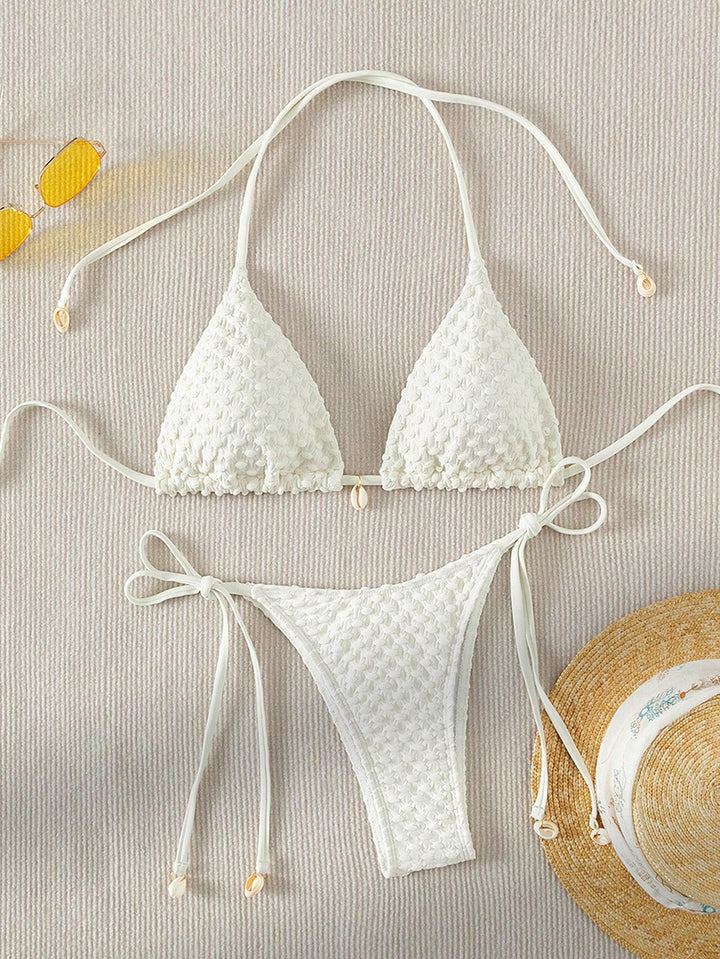 Women Triangle Bikini with textured material and delicate ties Mune Fashion