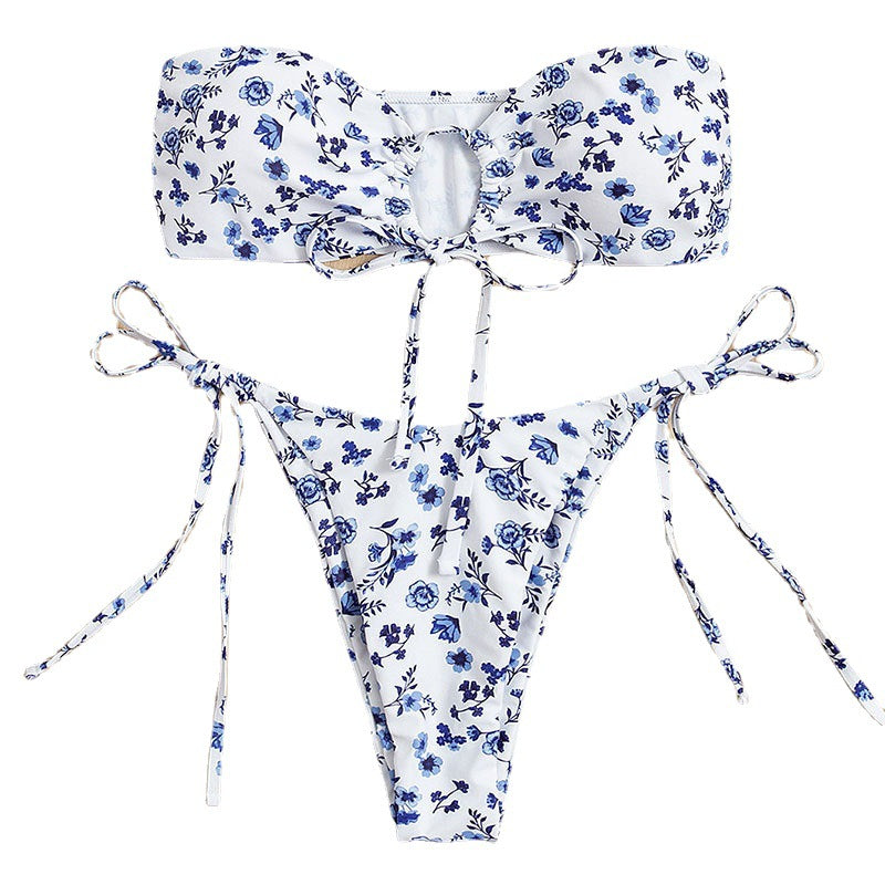 Women Bandeau Bikini with playful flower design Mune Fashion