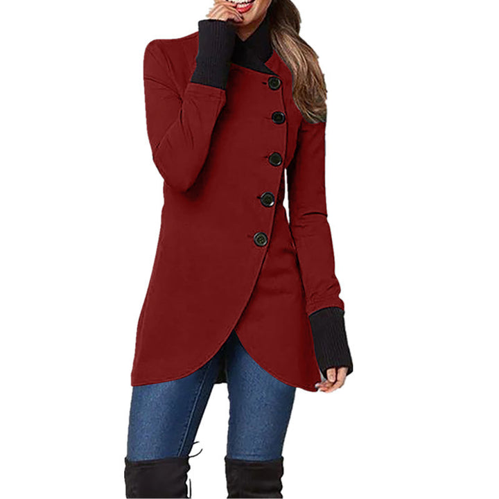 Women's nan asymmetrical long cardigan with button closure and ribbed cuffs Mune Fashion