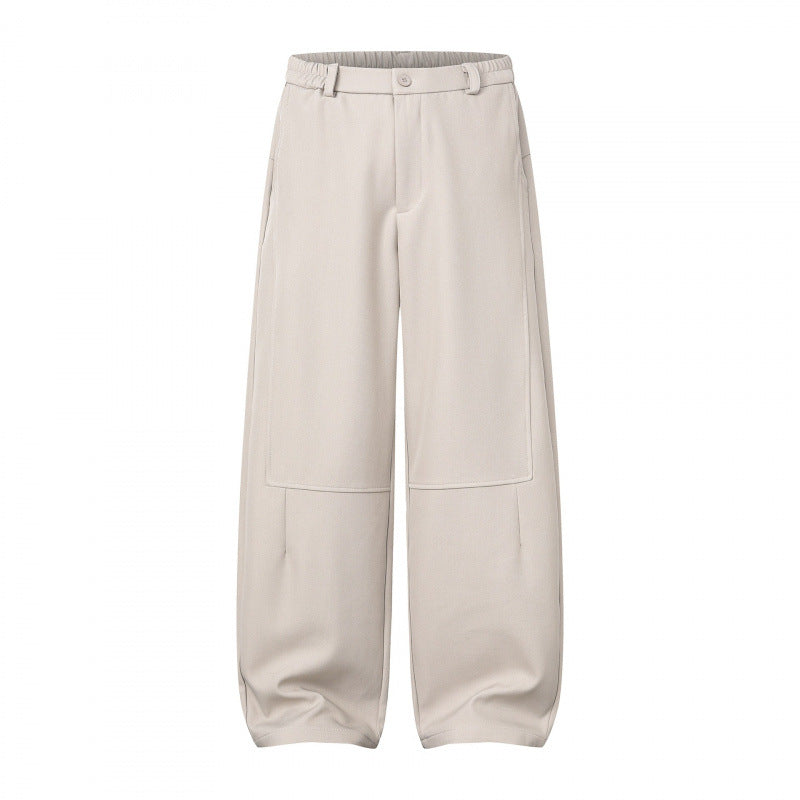 Women Wide Culotte Pants with Knee Patches, Elastic Back Waistband and Patch Pockets Mune Fashion