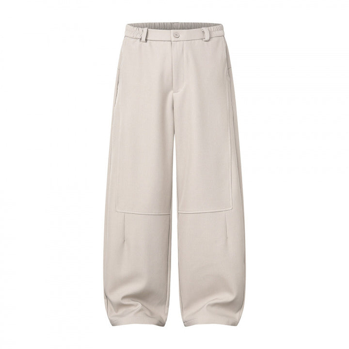 Women Wide Culotte Pants with Knee Patches, Elastic Back Waistband and Patch Pockets Mune Fashion