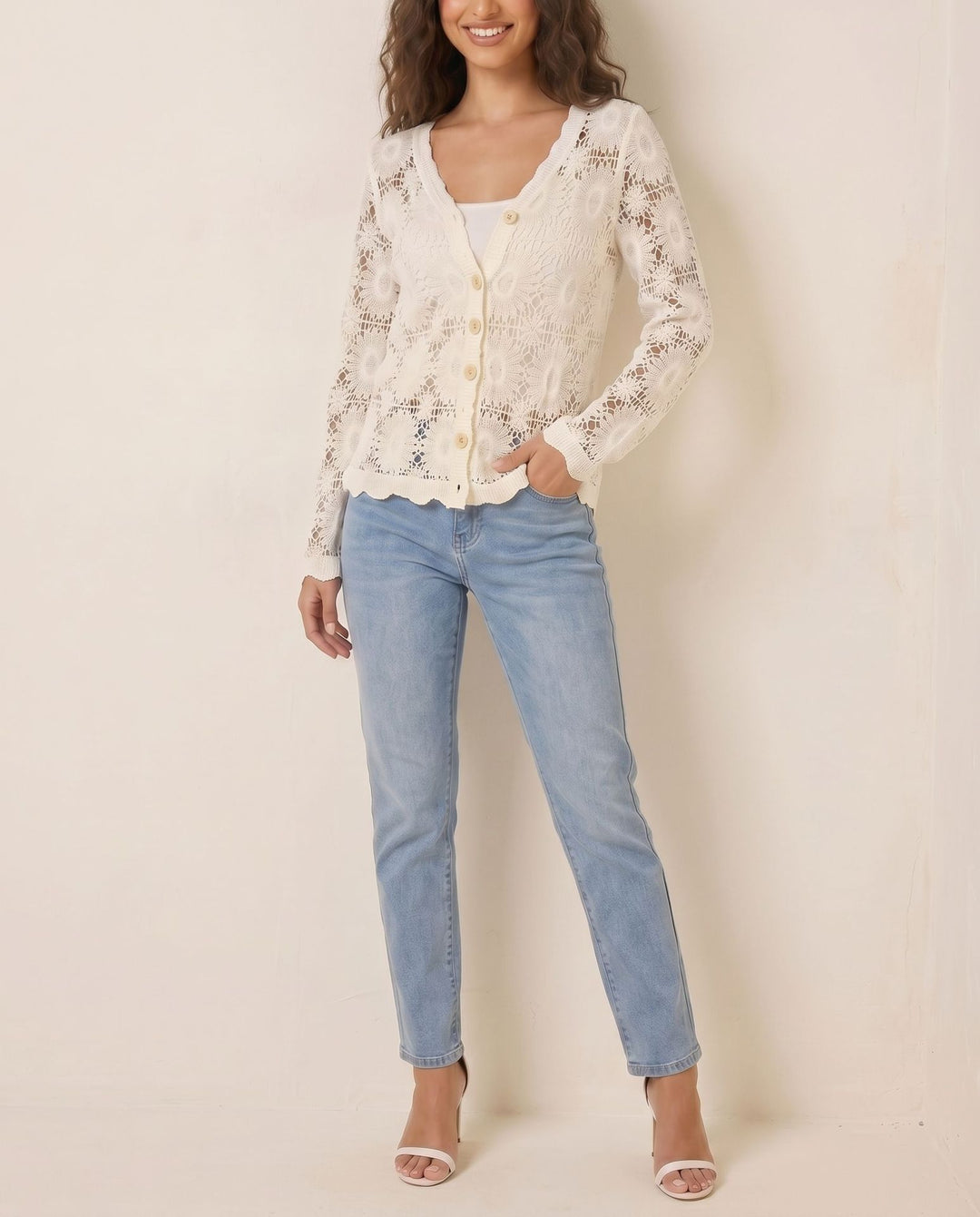 Ladies filigree crochet cardigan Mune Fashion