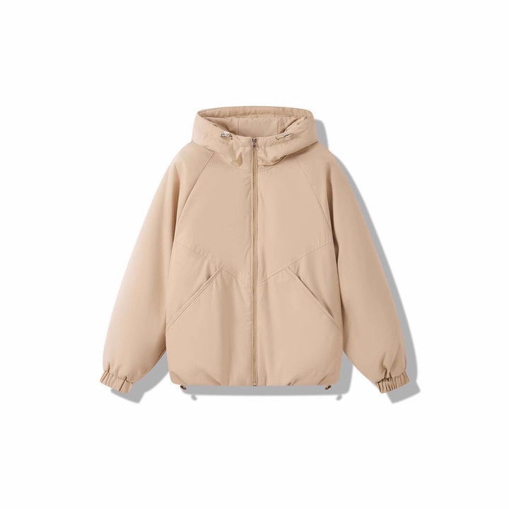 Women's Lightly Padded Hooded Jacket with Raglan Sleeves, Elastic Cuffs, and Adjustable Hem Mune Fashion