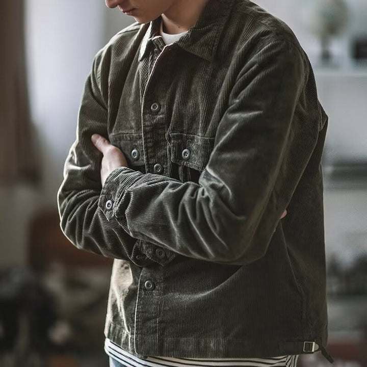 Men's Robust Cord Overshirt in Worker Look with Applied Flap Pockets Mune Fashion