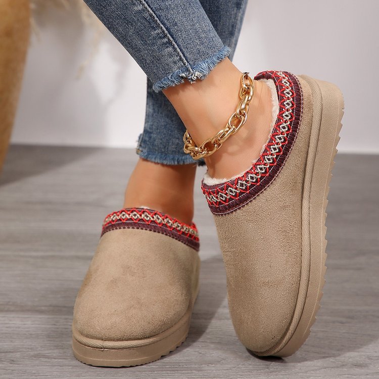 Women’s Insulated Slippers with Cozy Faux Fur Insole and Embroidered Entry Mune Fashion