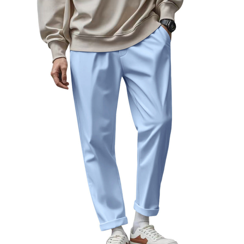 Men's tapered chino pants with turn-up hem and subtle crease Mune Fashion