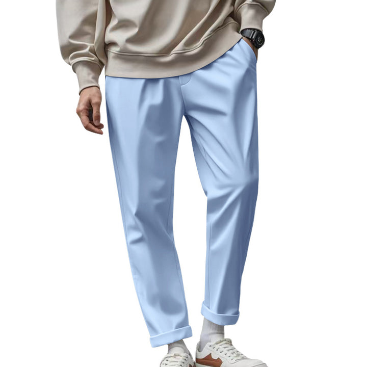 Men's tapered chino pants with turn-up hem and subtle crease Mune Fashion