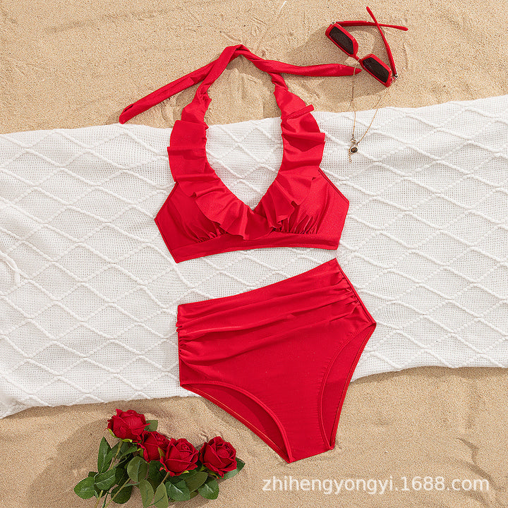 Women High-waisted Bikini with voluminous ruffle design Mune Fashion
