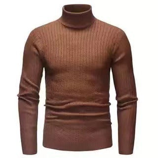 Men's slim turtleneck sweater with cable structure, fine rib knit and elastic cuffs Mune Fashion