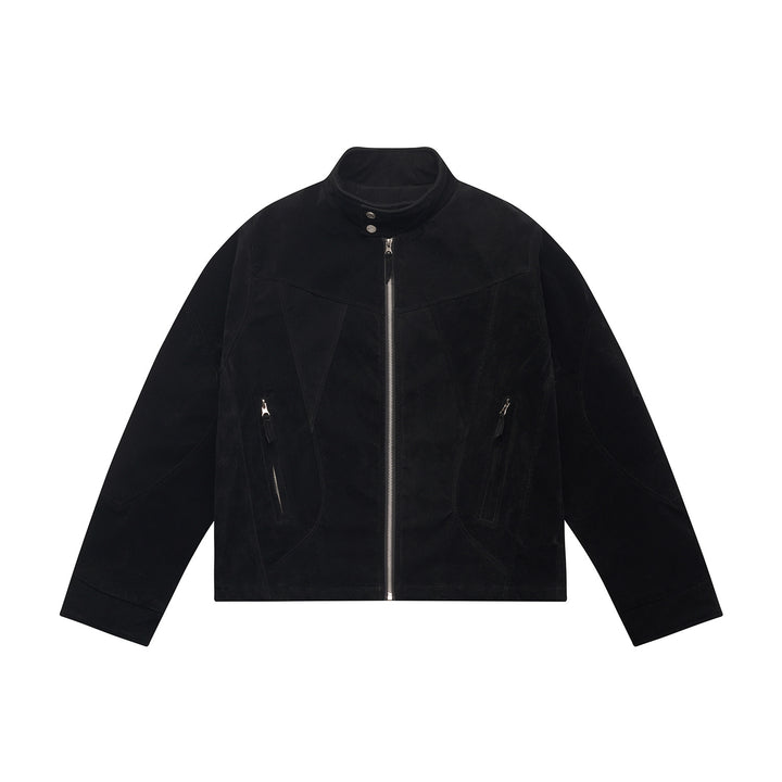 Men's short jacket made of velour suede with high collar and ergonomic seam design Mune Fashion